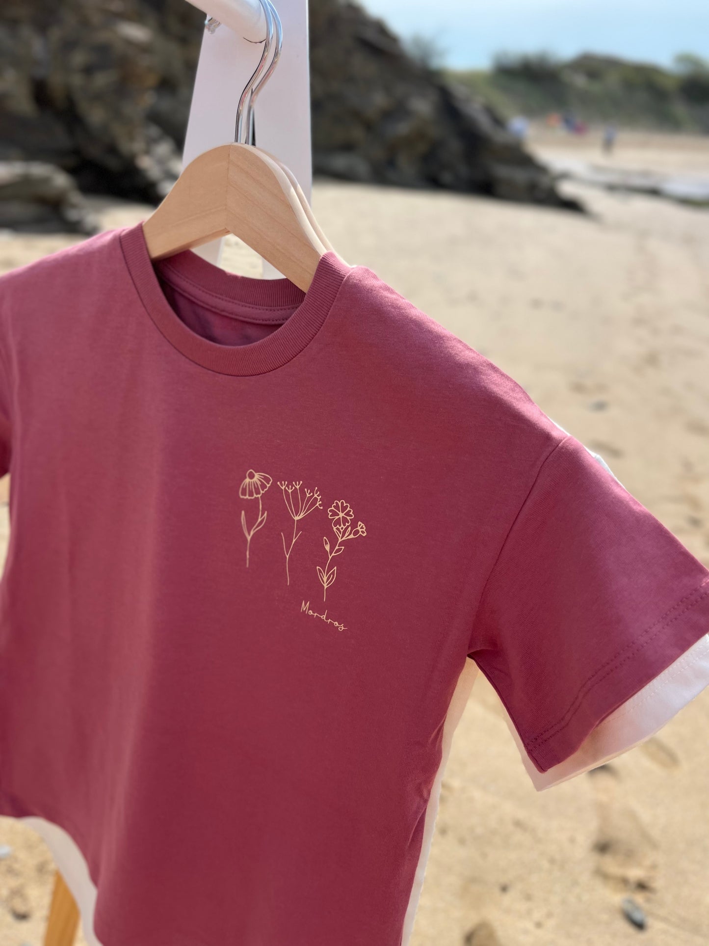 Dusty Pink Wild Flower Organic Cotton T Shirt