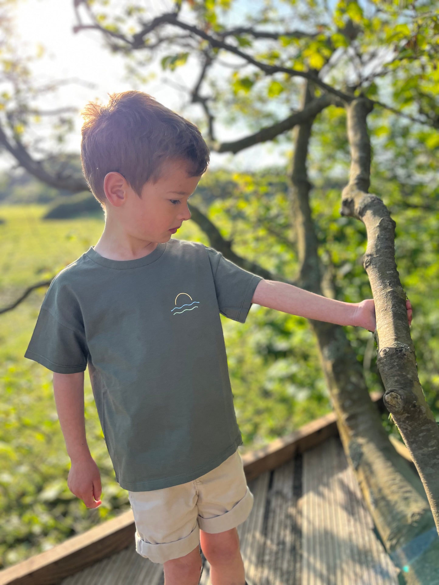 Olive Organic Cotton Sunset T Shirt