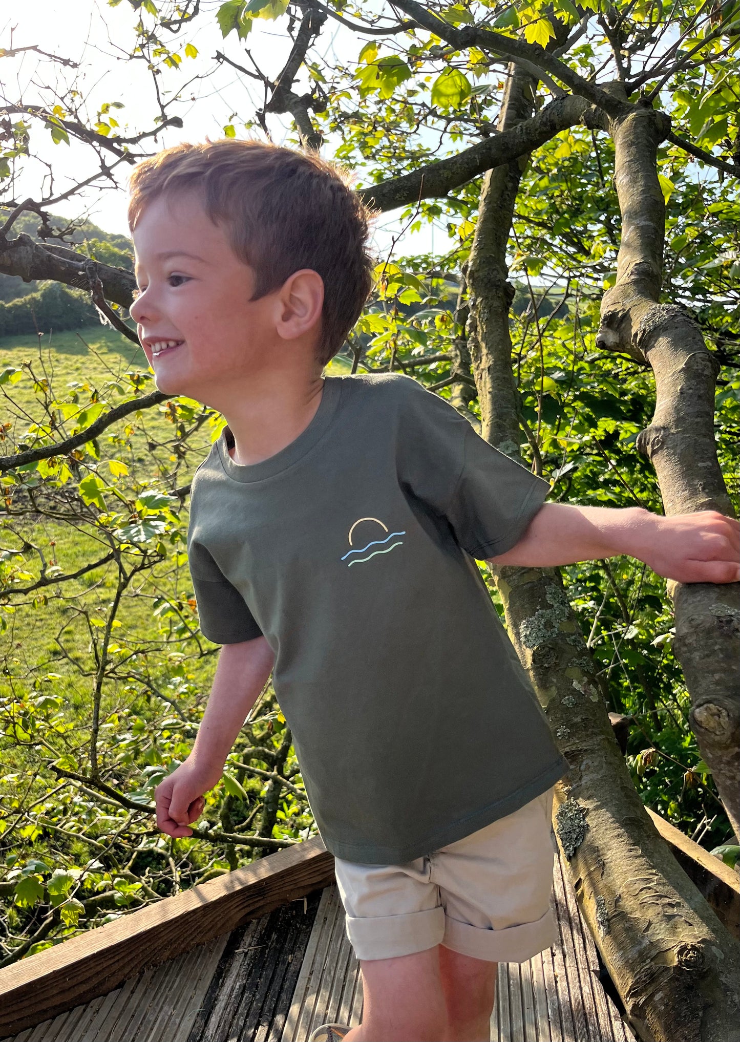 Olive Organic Cotton Sunset T Shirt