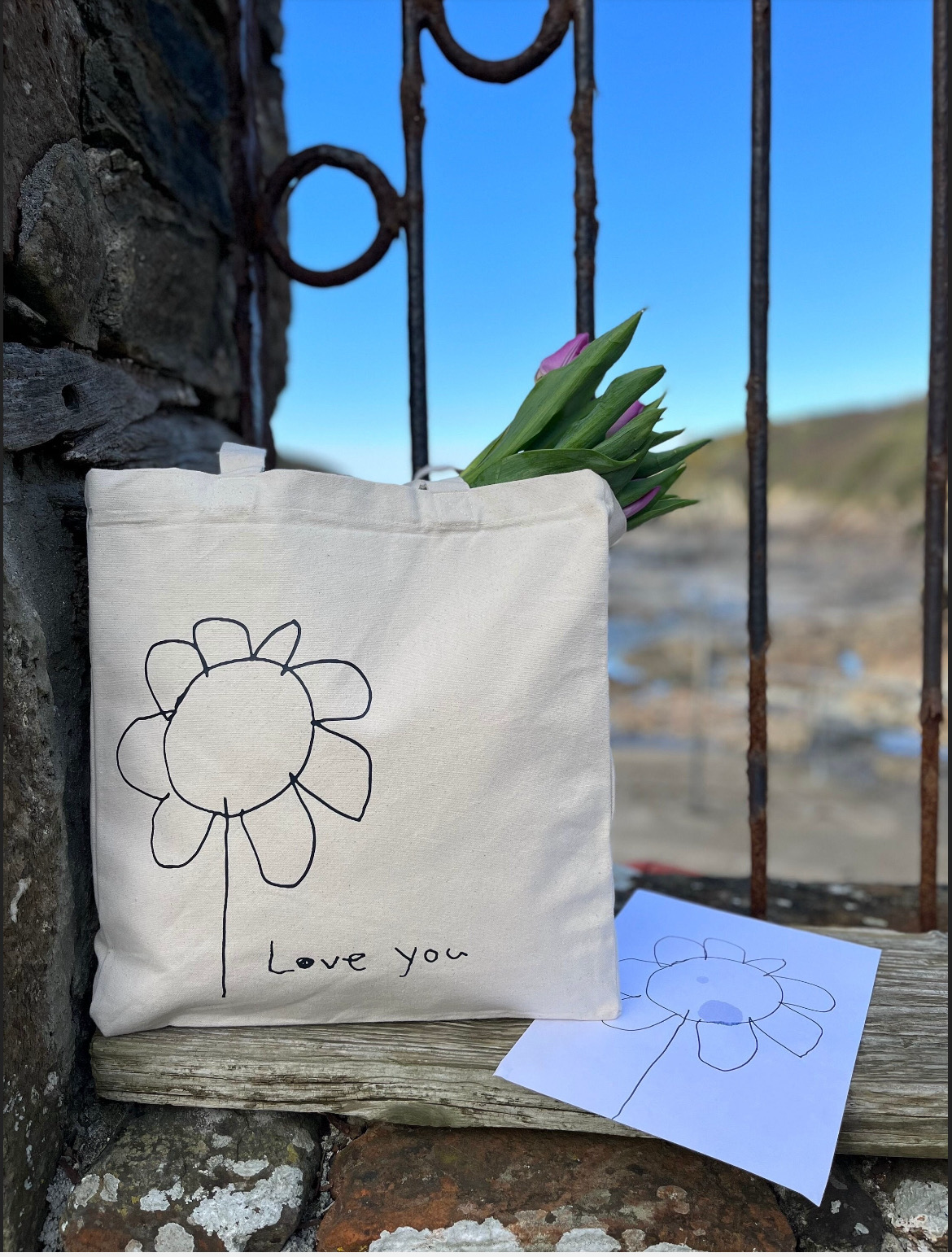 Personalised Drawing Organic Cotton Bag