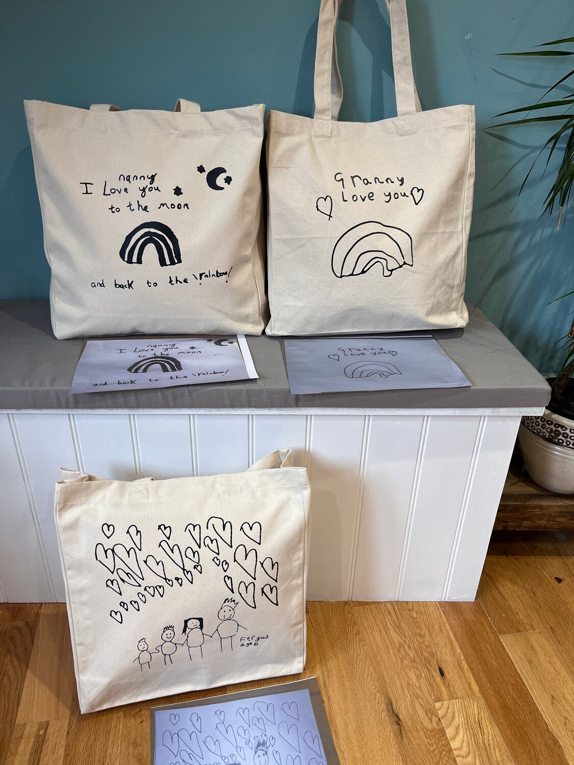 Personalised Drawing Organic Cotton Bag