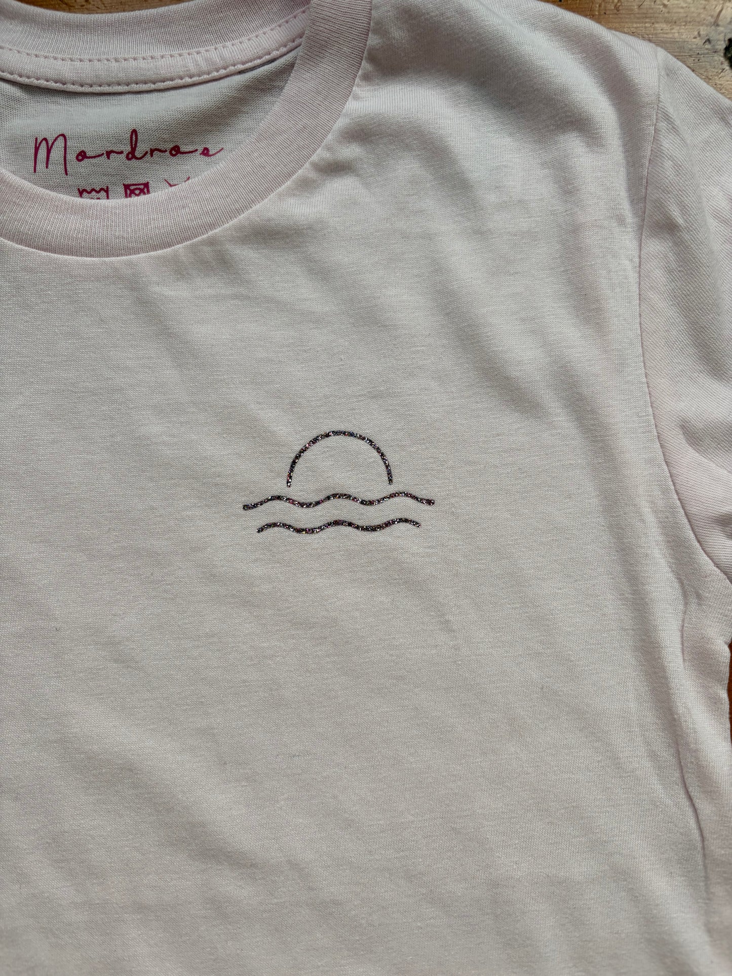 Kids organic pink glitter tee age 3/4