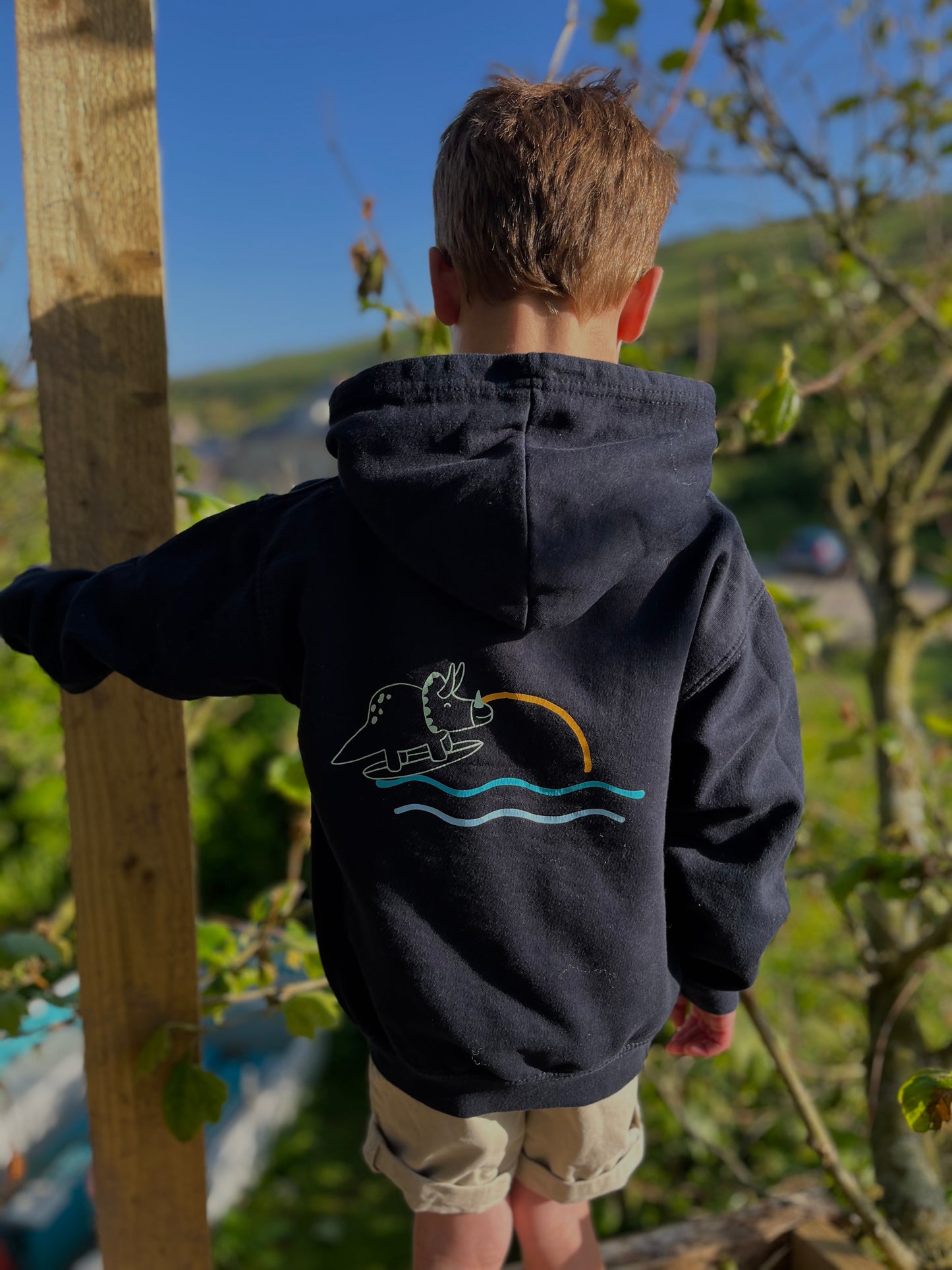Navy Surfing Dinosaur Hoody