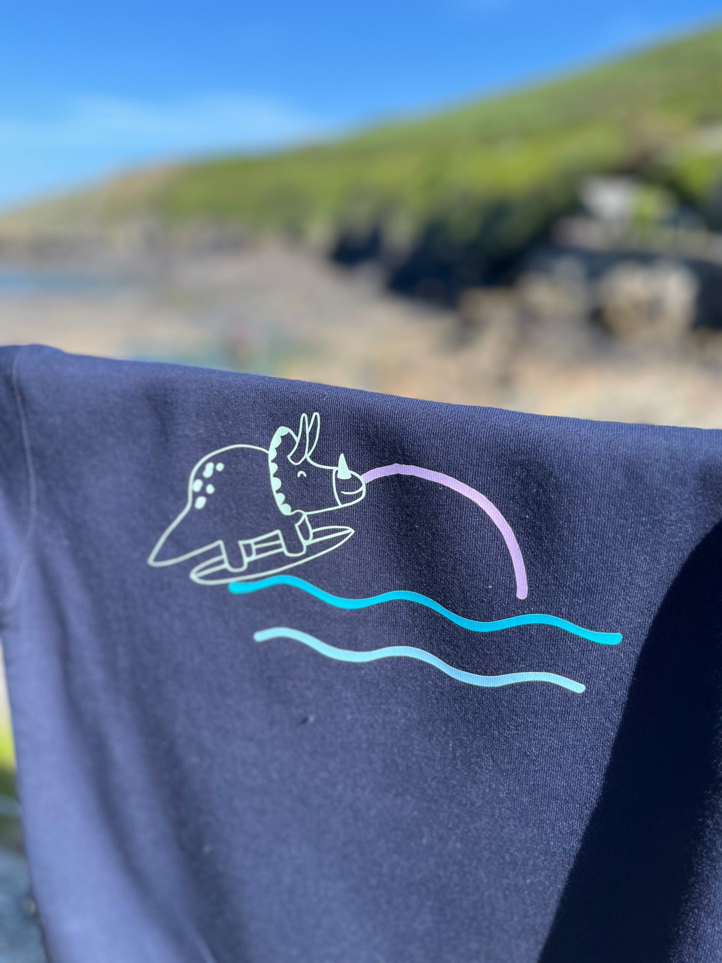 Navy Surfing Dino Sunset Jumper