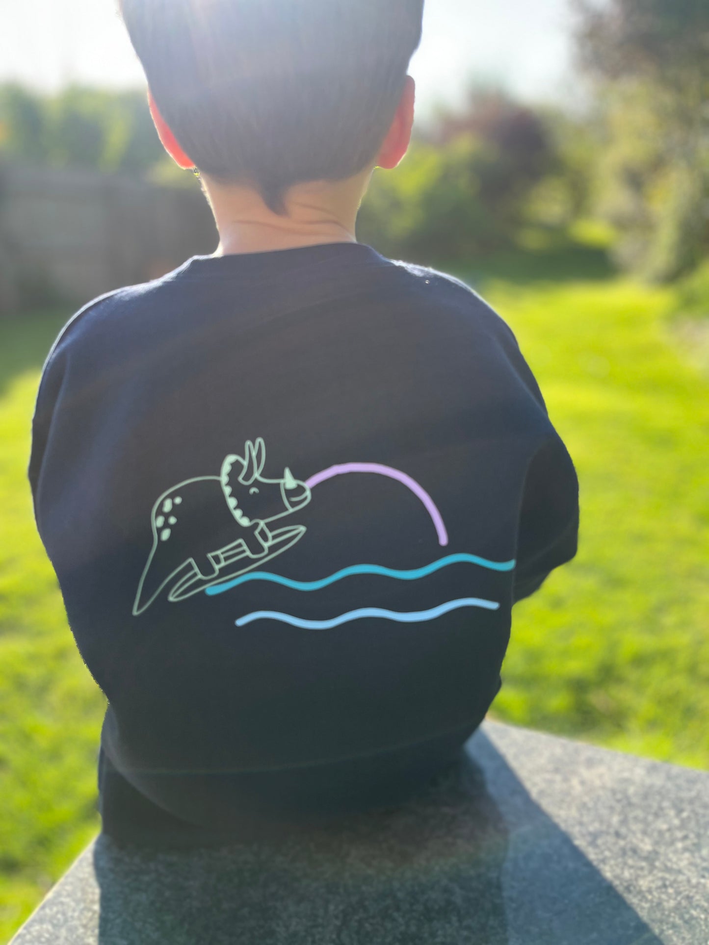 Navy Surfing Dino Sunset Jumper
