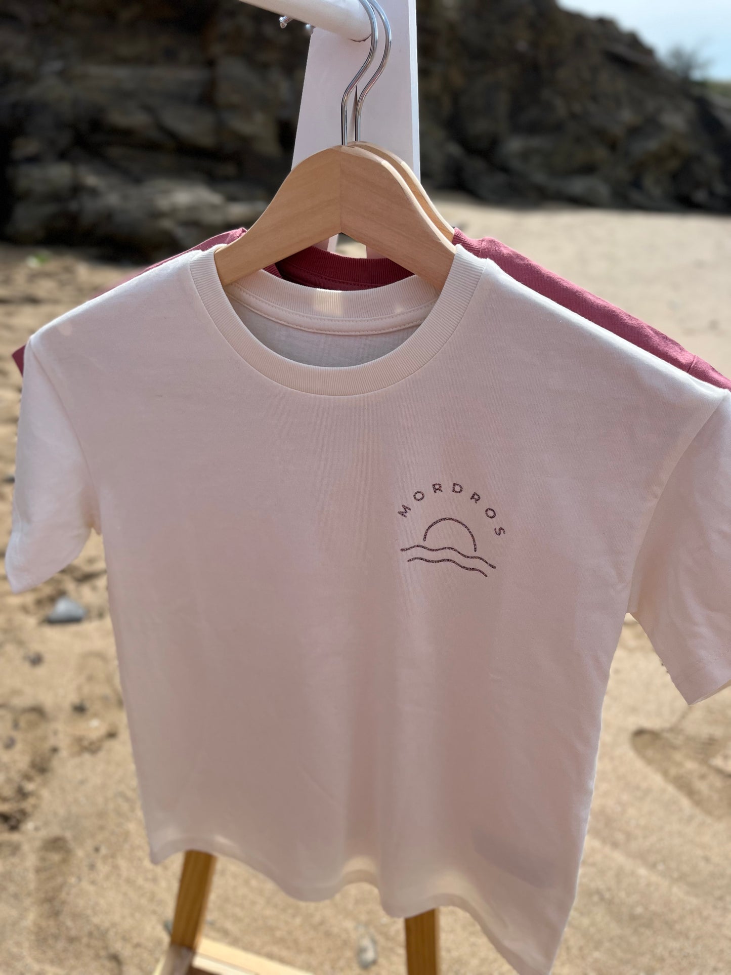 Cream Glitter Sunset Organic Cotton T Shirt