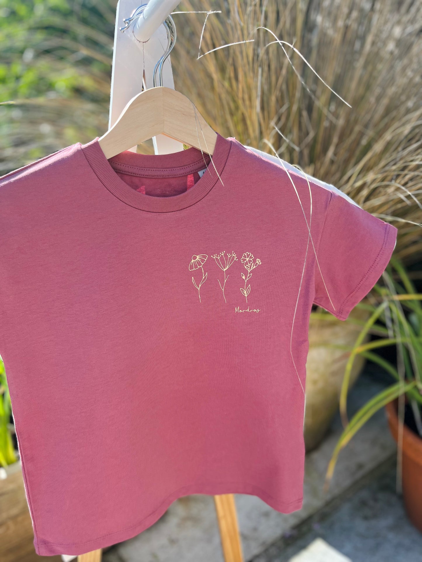 Dusty Pink Wild Flower Organic Cotton T Shirt