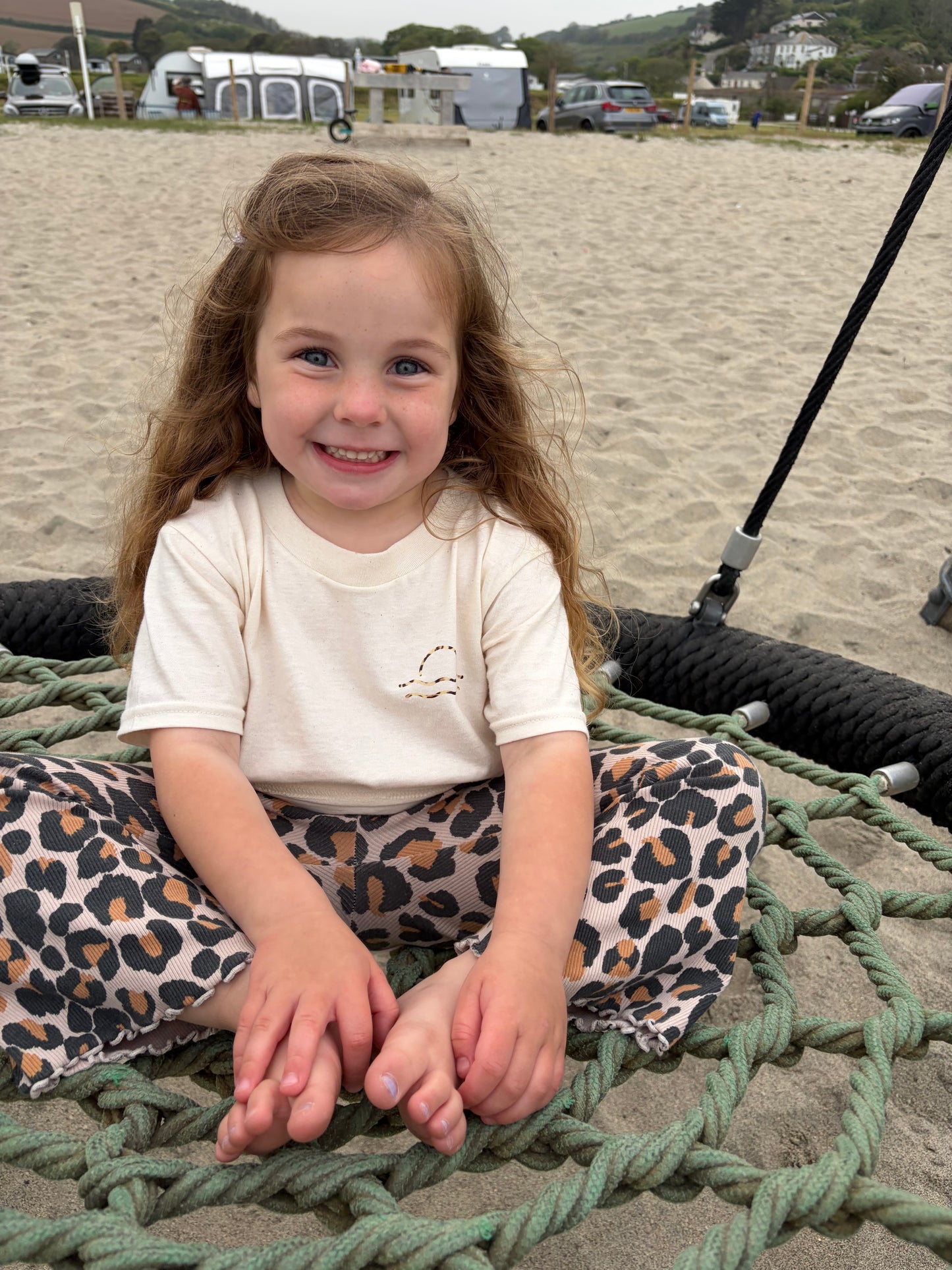 Cream Leopard Print Sunset Tee