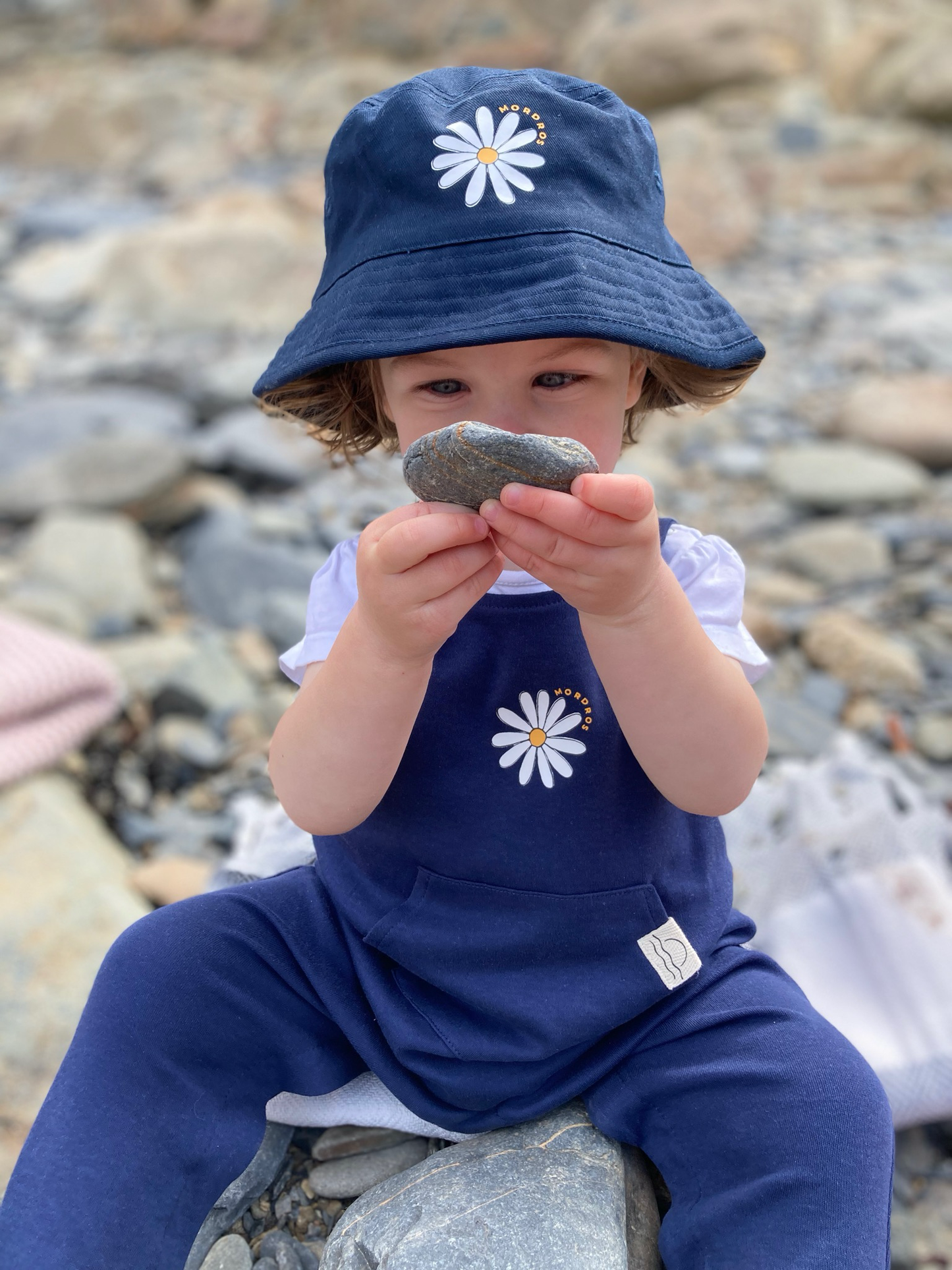 Navy Organic Cotton Daisy Dungarees