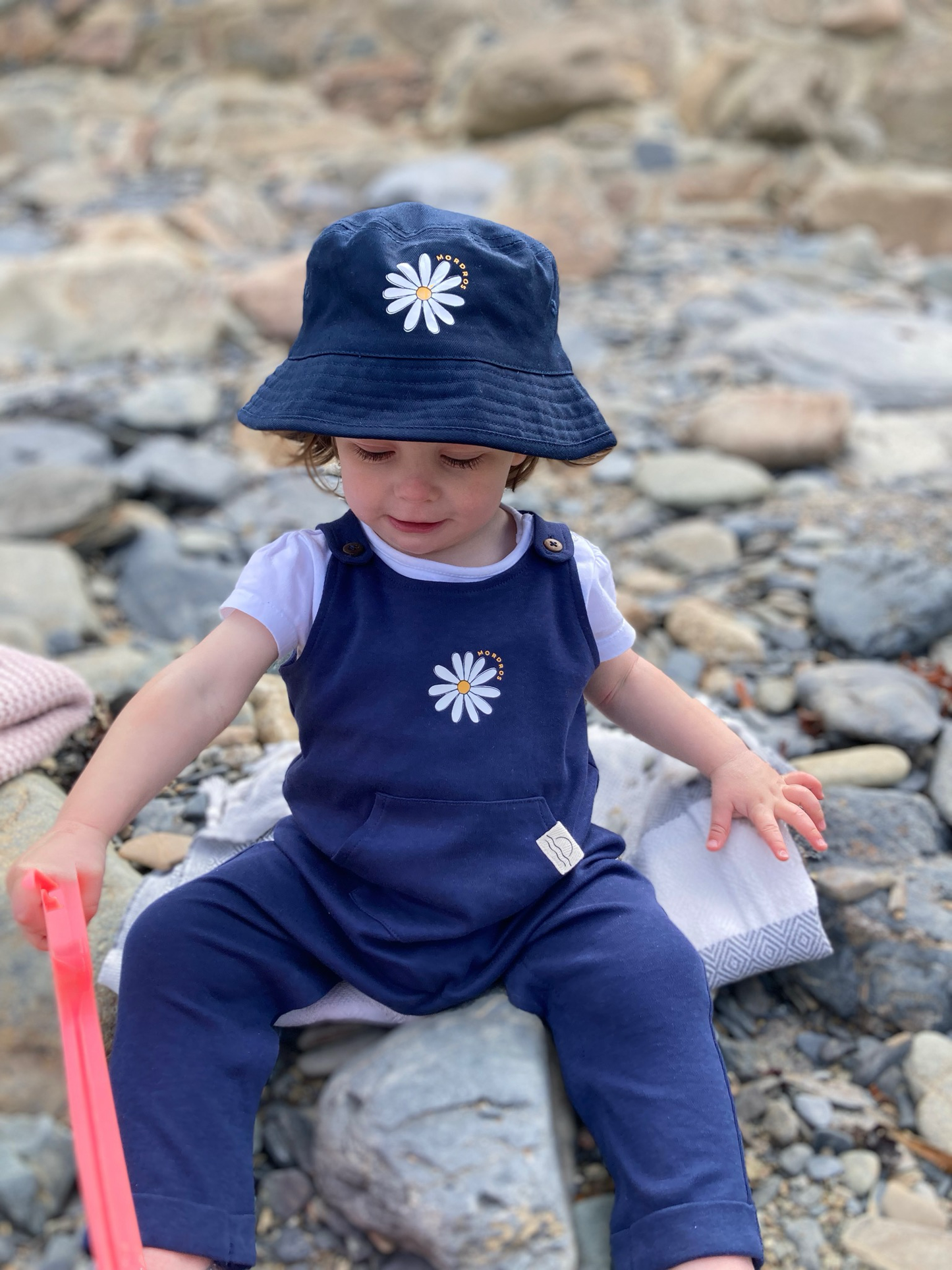 Navy Organic Cotton Daisy Dungarees