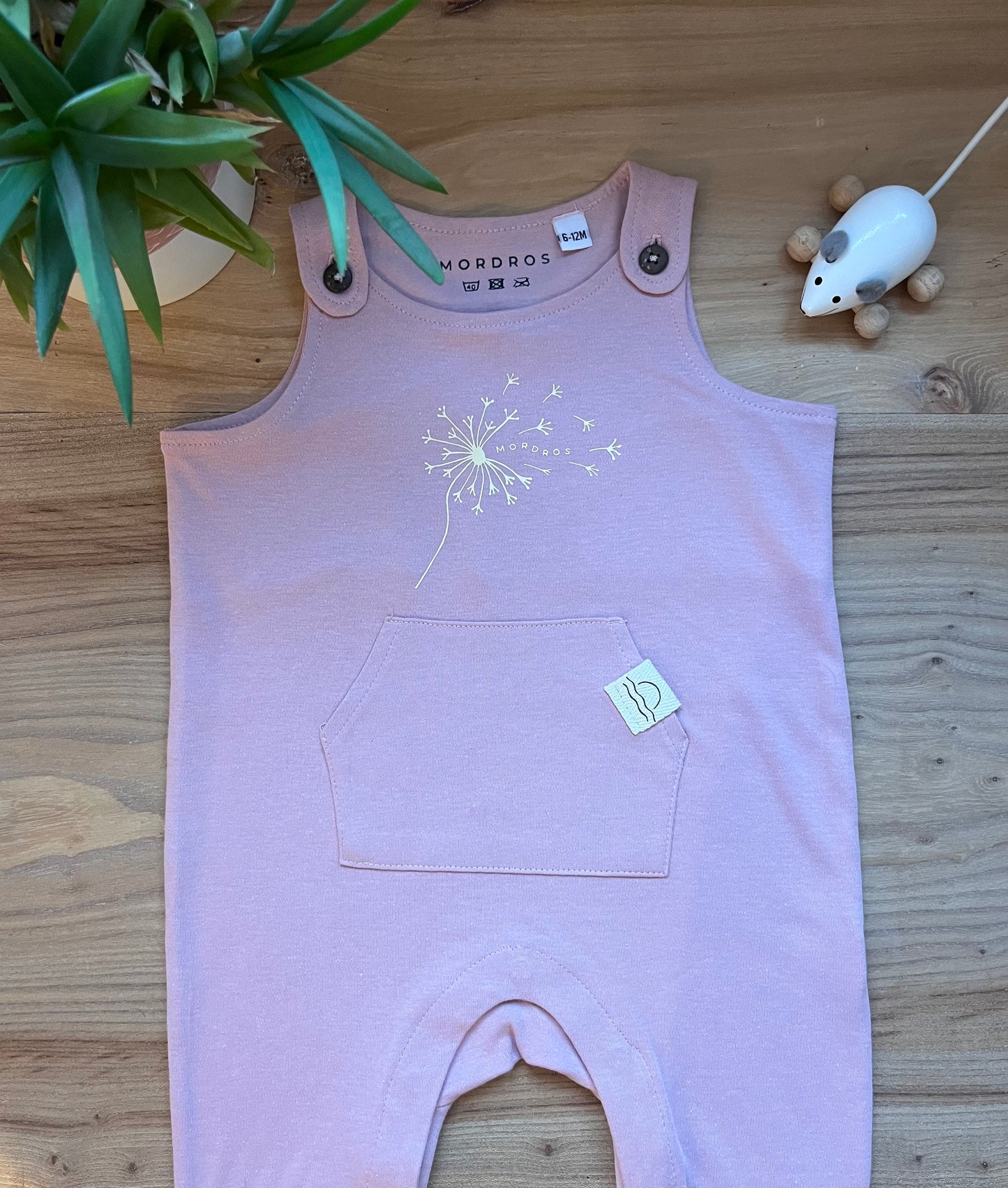 Dusty Pink Organic Cotton Dandelion Dungarees