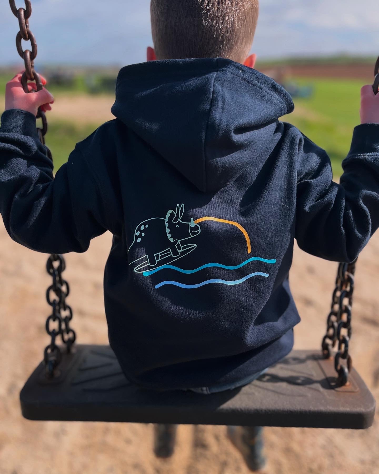Navy Surfing Dinosaur Hoody