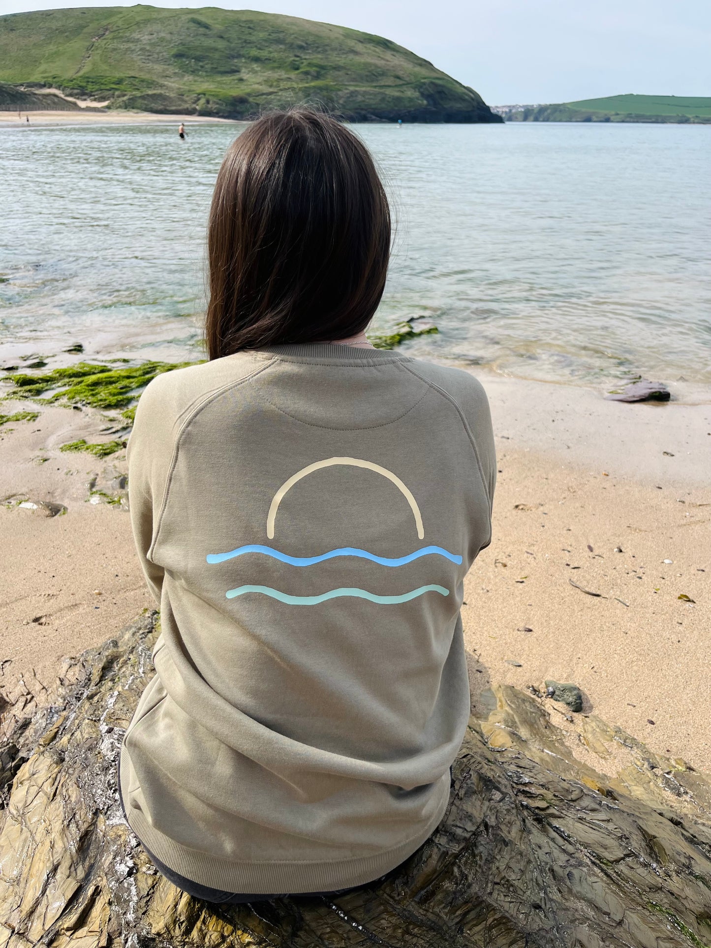 Olive Green Organic Cotton Raglan Sunset Jumper