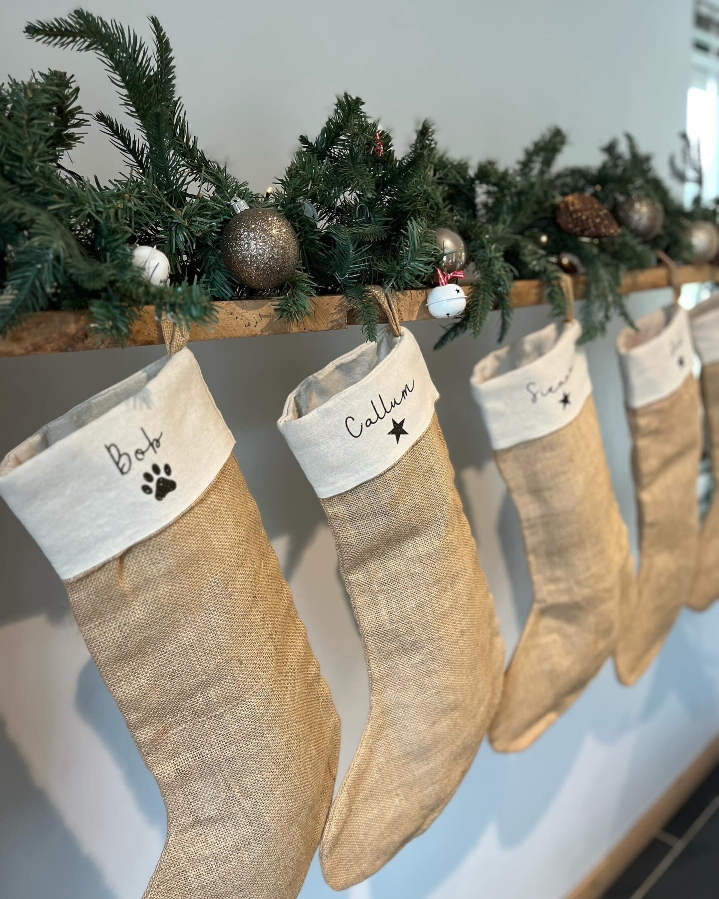 Personalised Natural Cotton and Jute Stockings