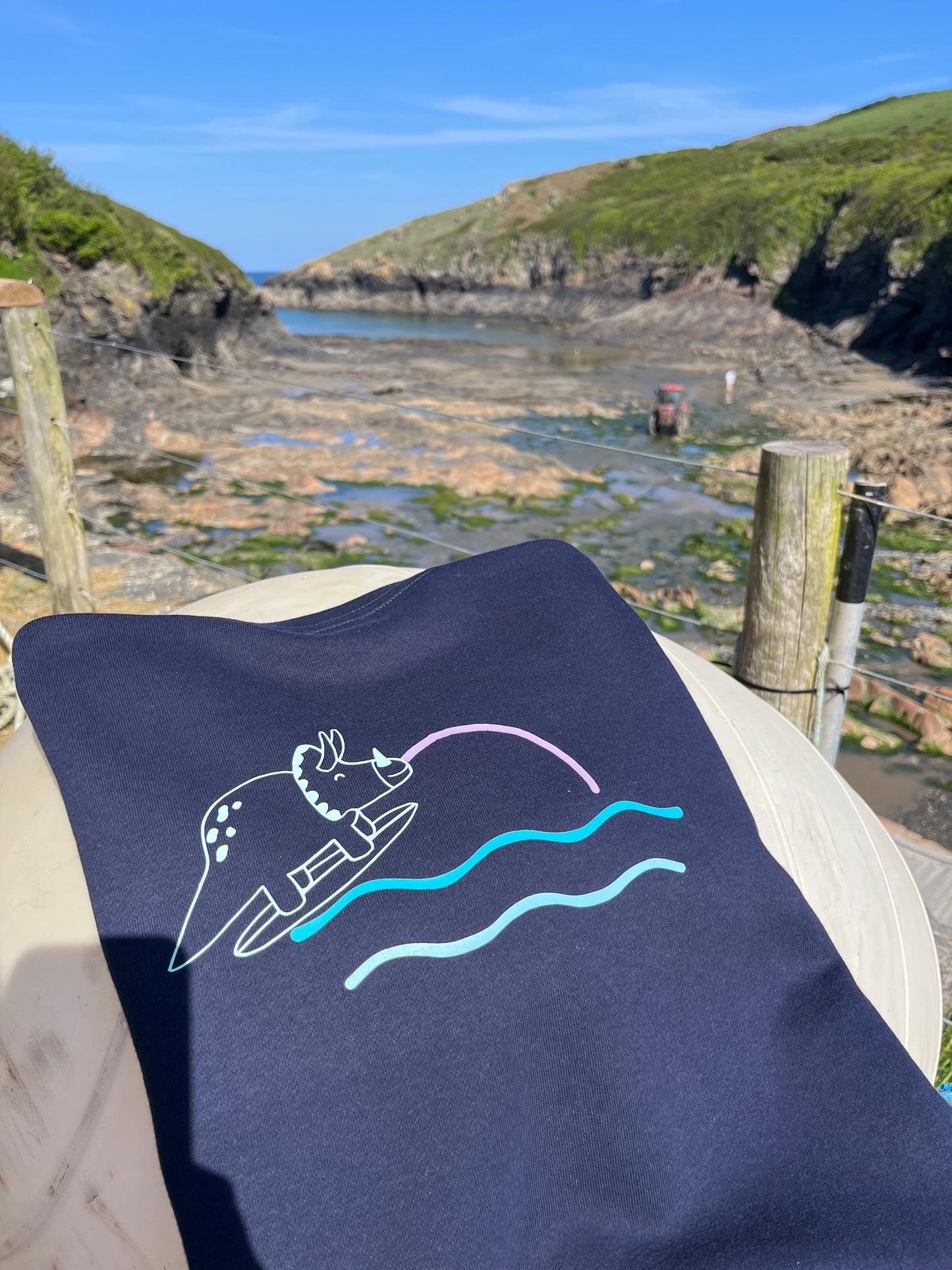 Navy Surfing Dino Sunset Jumper
