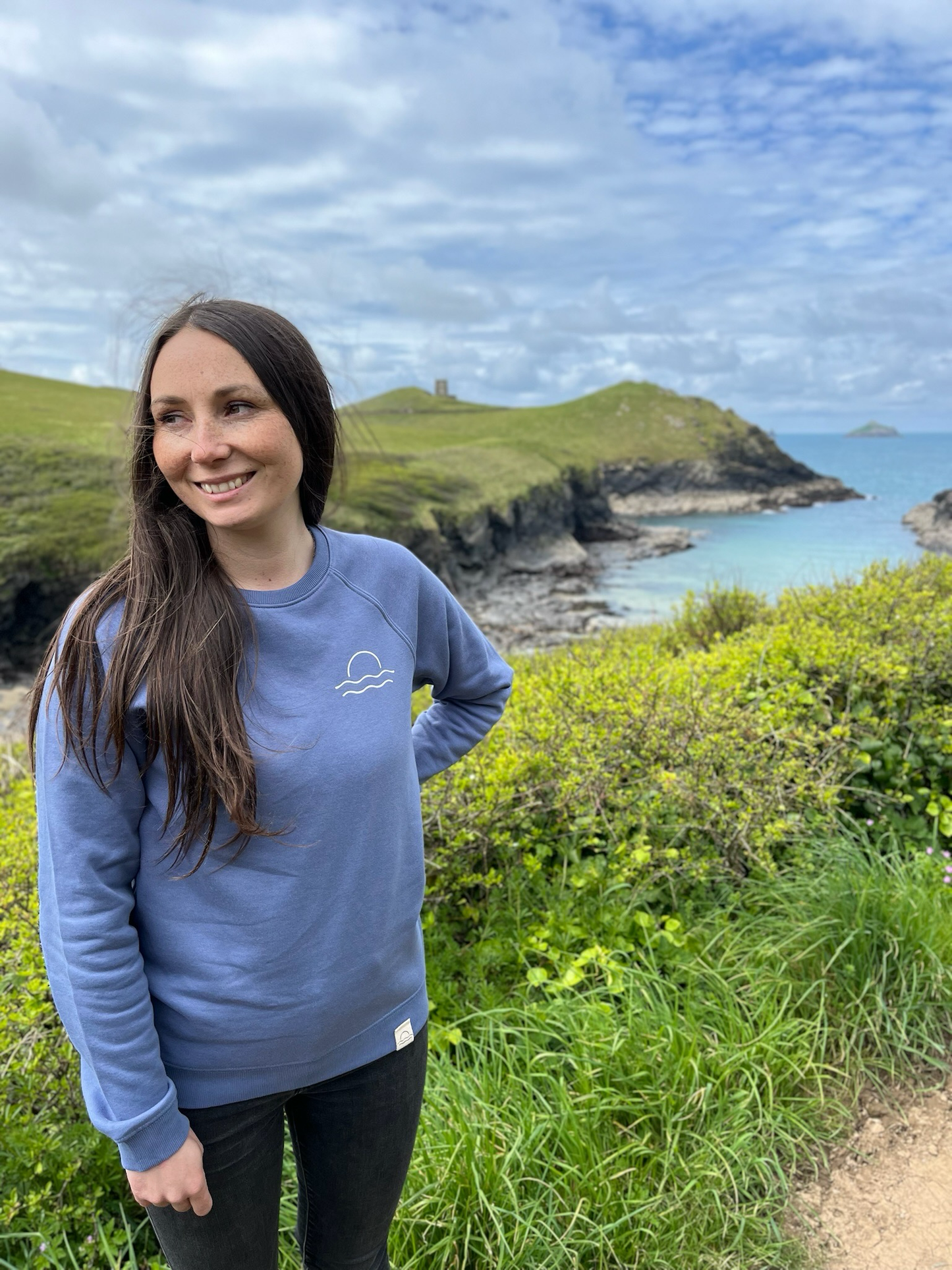 Cornflower Blue Organic Cotton Raglan Jumper