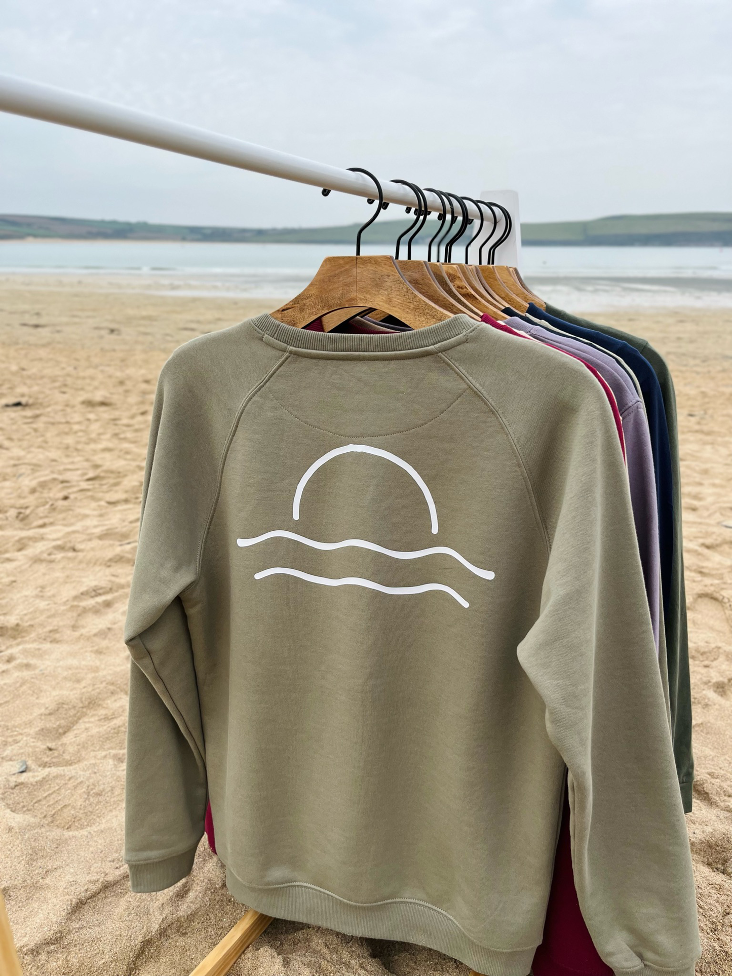Olive Green Organic Cotton Raglan Sunset Jumper