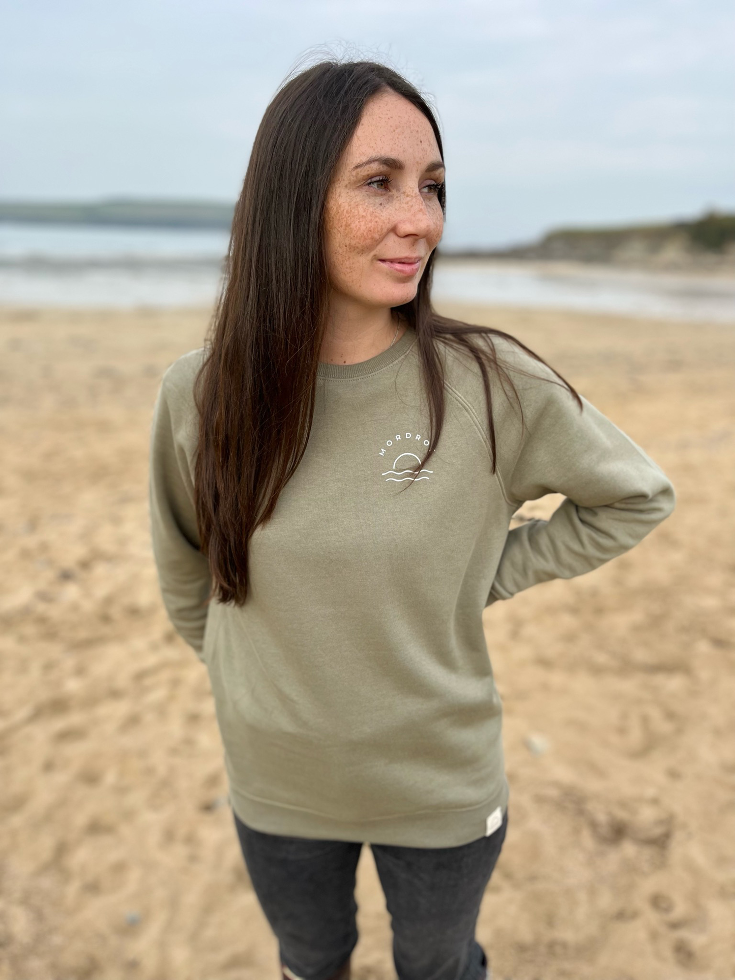 Olive Green Organic Cotton Raglan Sunset Jumper