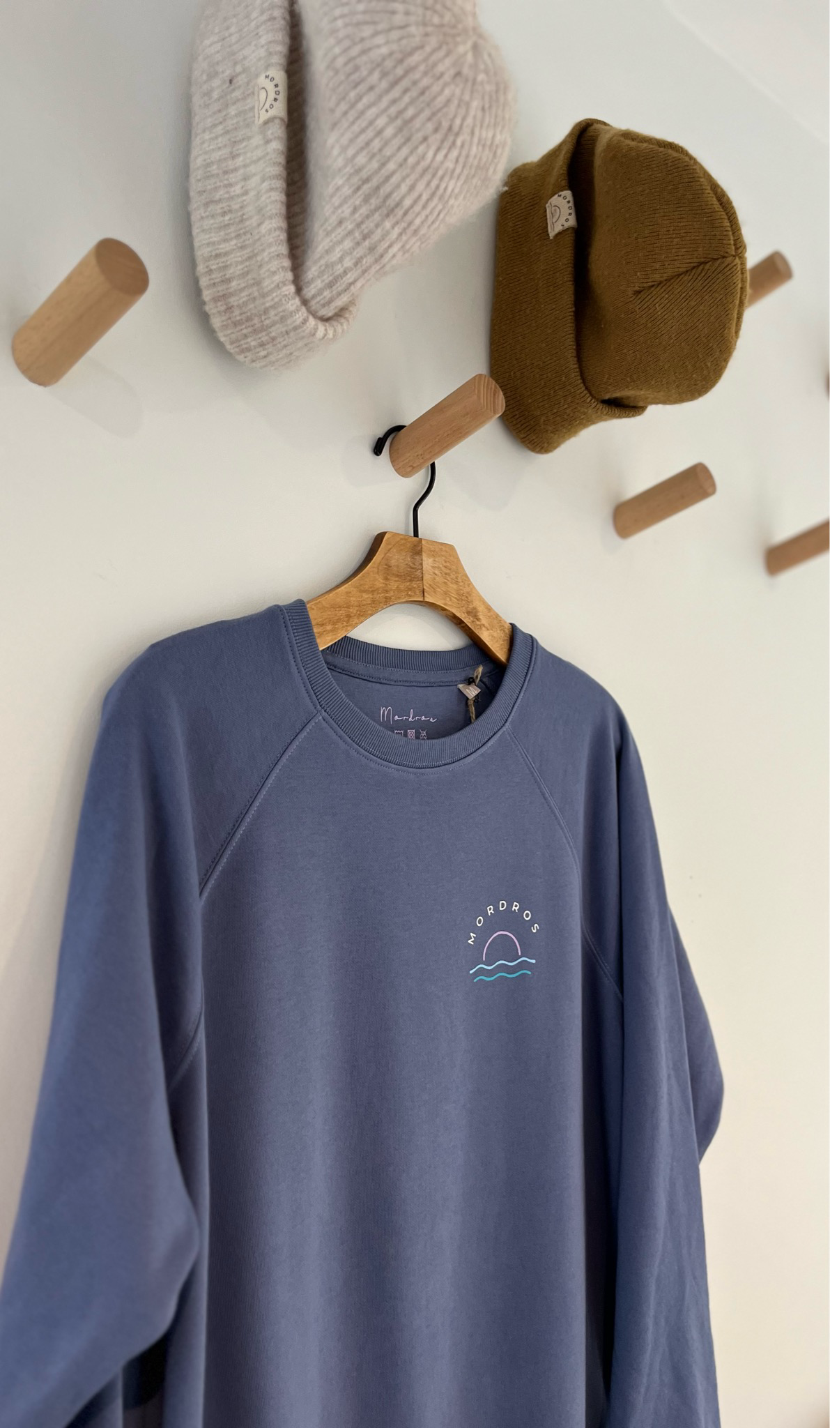 Cornflower Blue Retro Sunset Organic Cotton Raglan Jumper