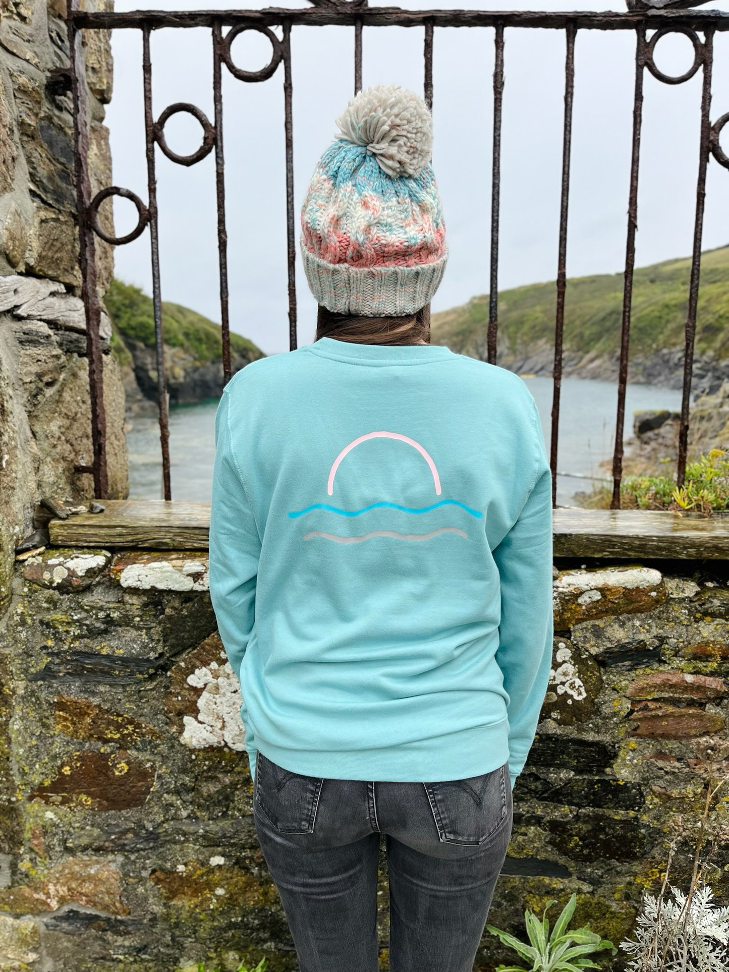 Turquoise Retro Sunset Jumper