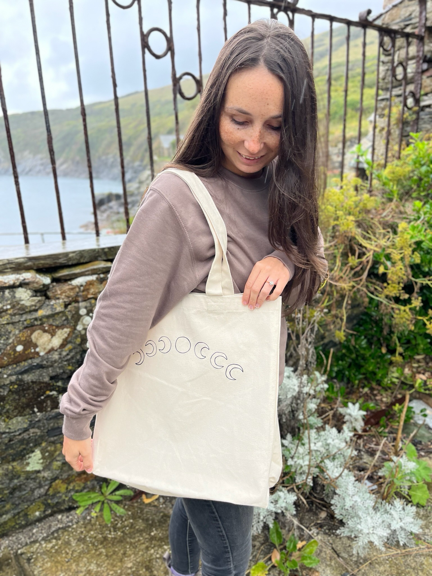 Organic Cotton Moon Phase Tote Bag