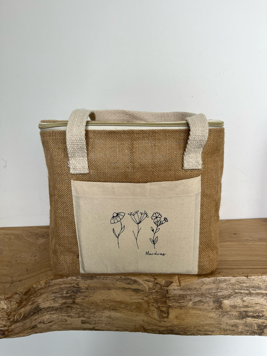 Wildflower Jute Cool Bag