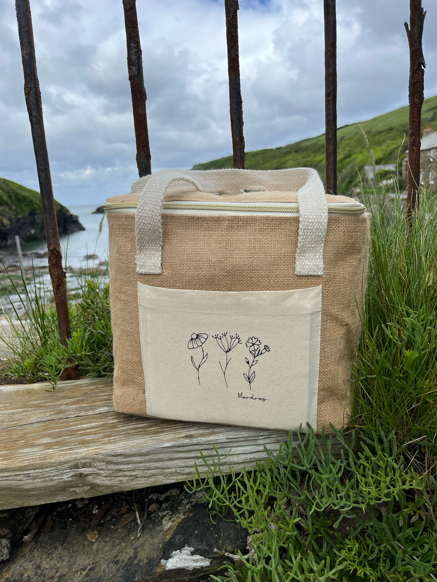Wildflower Jute Cool Bag