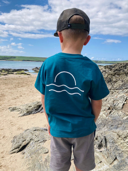 Teal Sunset Organic Cotton T Shirt