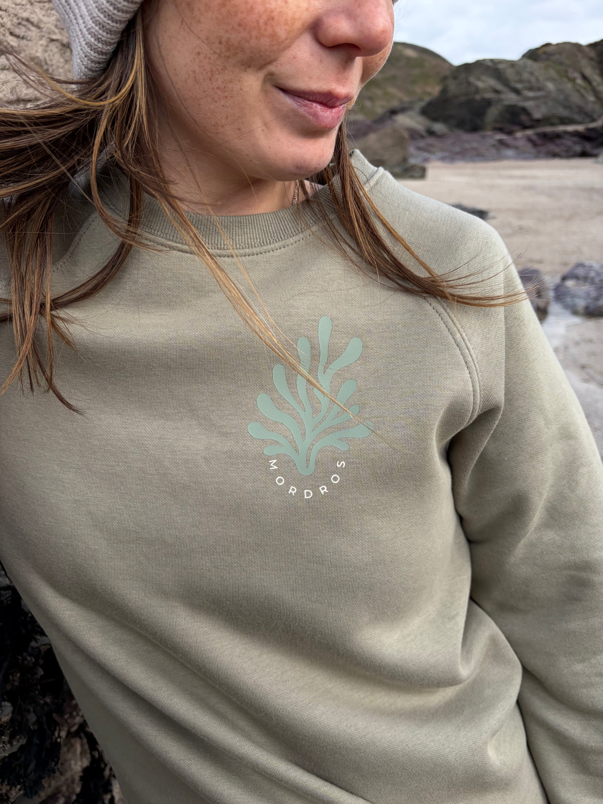 Olive Green Organic Cotton Seaweed Design Jumper
