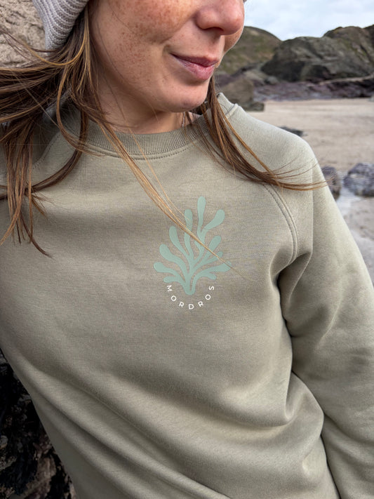 Olive Green Organic Cotton Seaweed Design Jumper