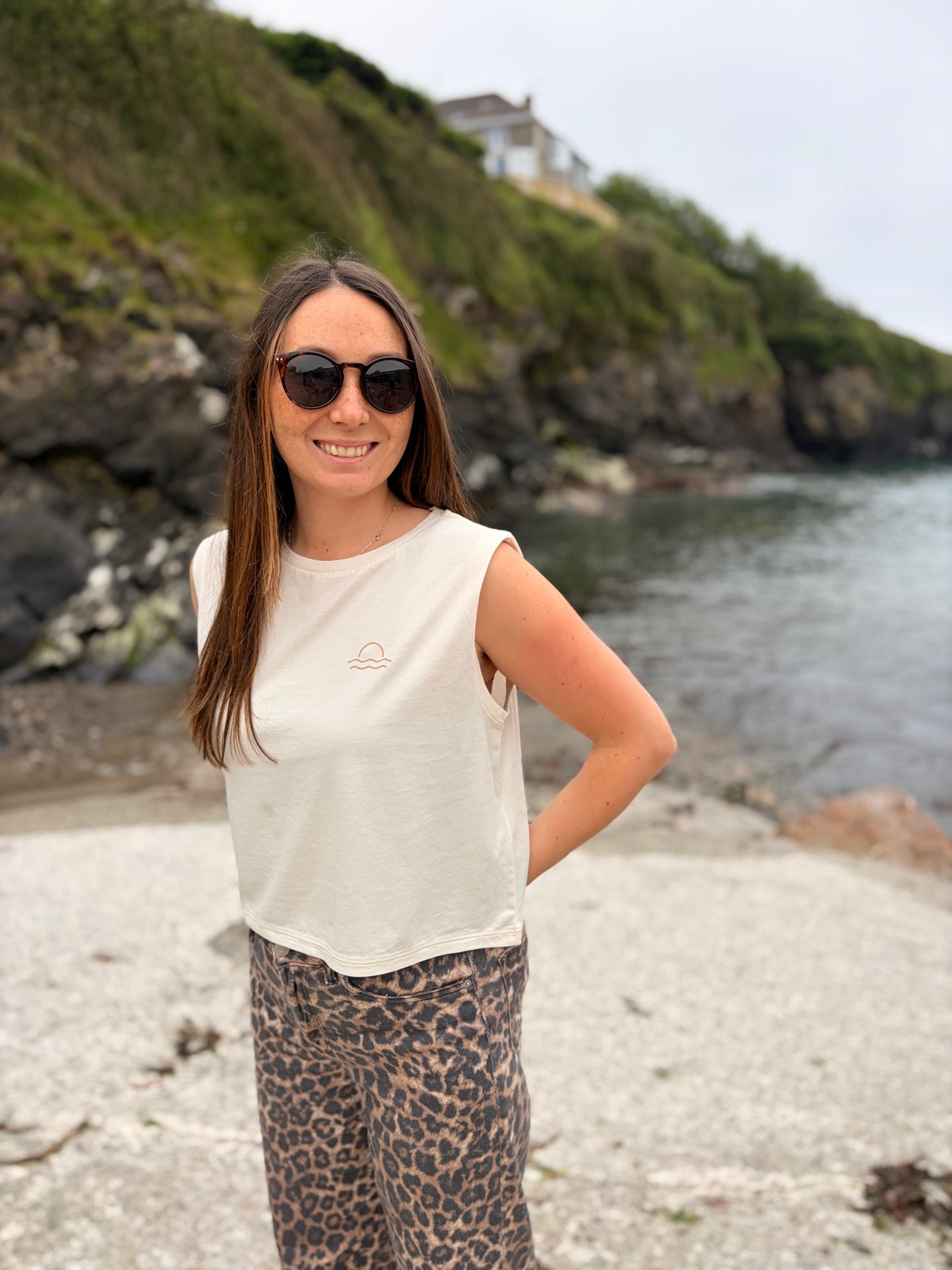 Cream Sleeveless Top