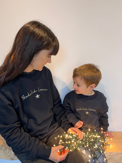 Navy Nadelik Lowen Christmas jumper