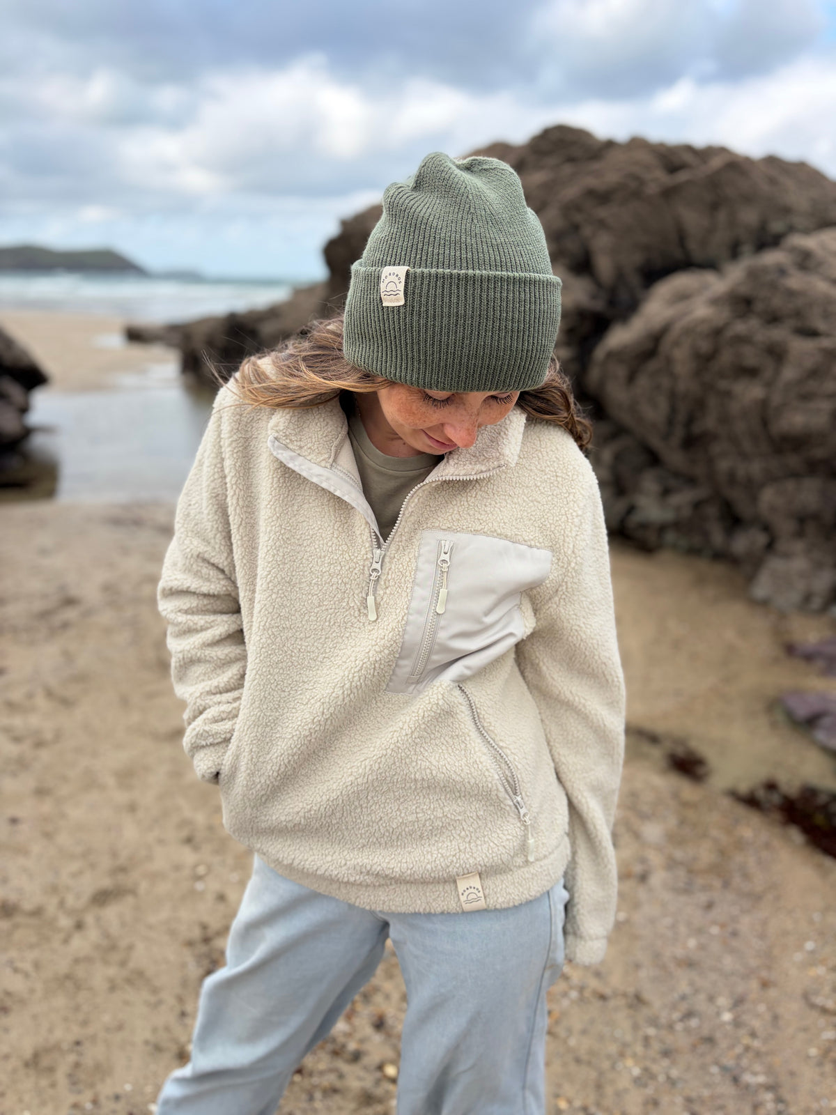 Recycled Fabric Cream 1/4 Zip Fleece