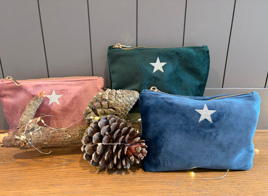 Recycled Velvet Star Make up Bags