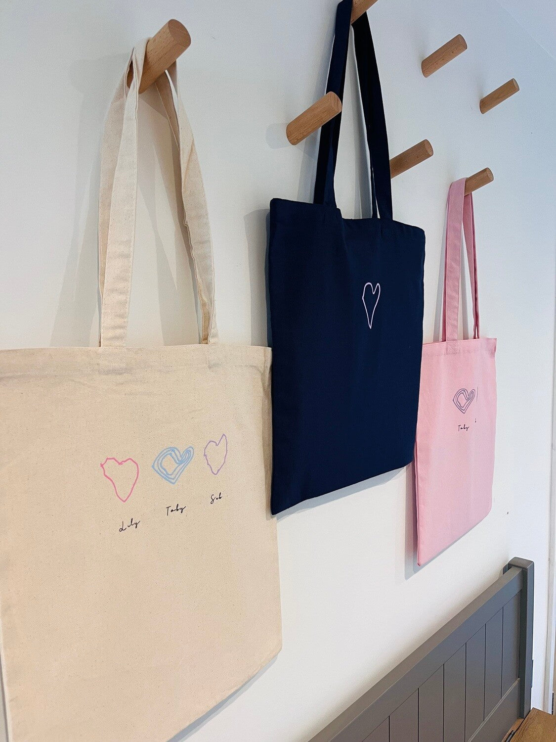 Personalised Children's Organic Cotton Heart Bag
