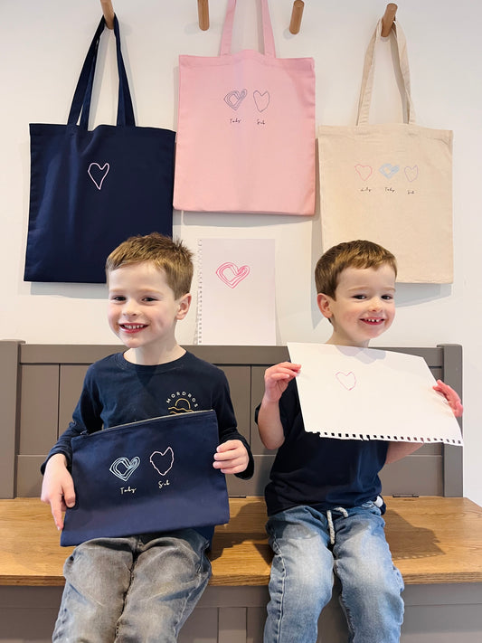 Personalised Children's Organic Cotton Heart Bag