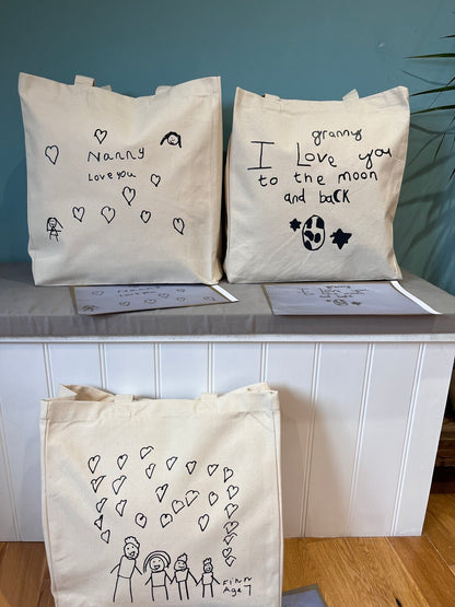 Personalised Drawing Organic Cotton Bag