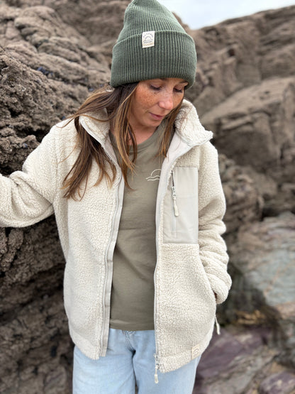 Recycled Fabric Cream Full Zip Fleece