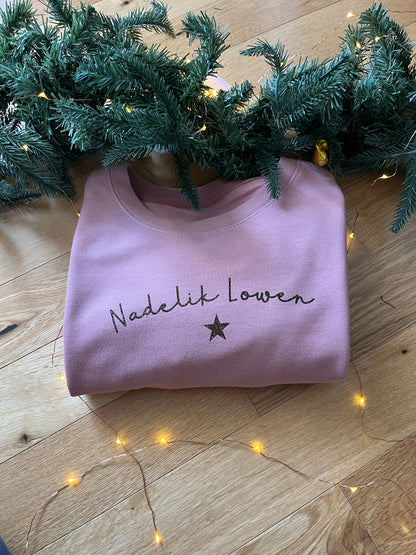 Dusty Pink Kids Nadelik Lowen Christmas Jumper