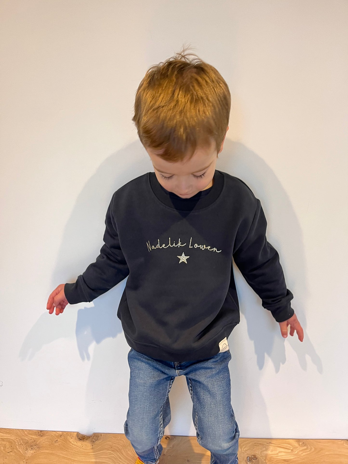 Navy Kids Nadelik Lowen Christmas Jumper