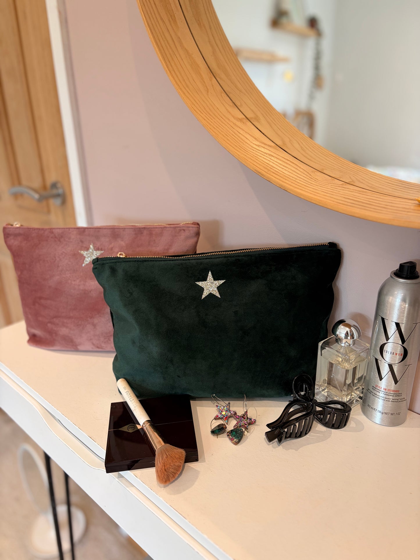 Large Recycled Velvet Star Make up Bags