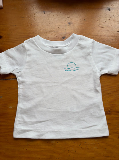 White with turquoise Mordros logo age 3-6 months