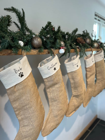 Personalised Natural Cotton and Jute Stockings