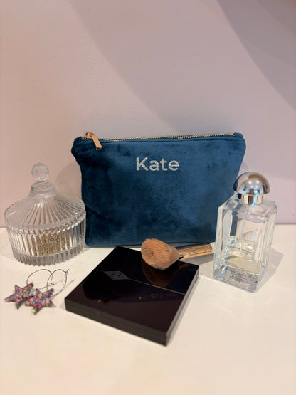 Personalised Recycled Velvet Make up Bags