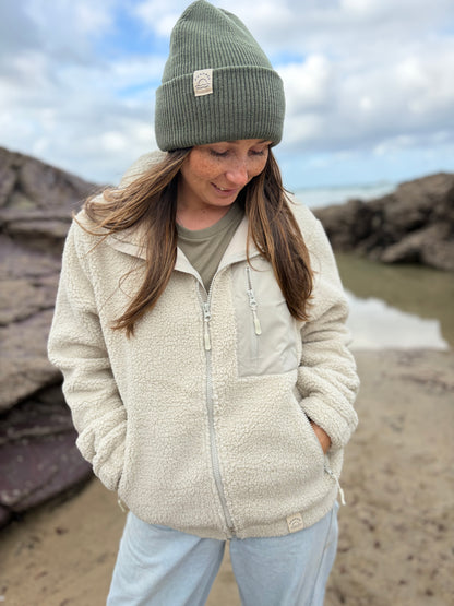 Recycled Fabric Cream Full Zip Fleece