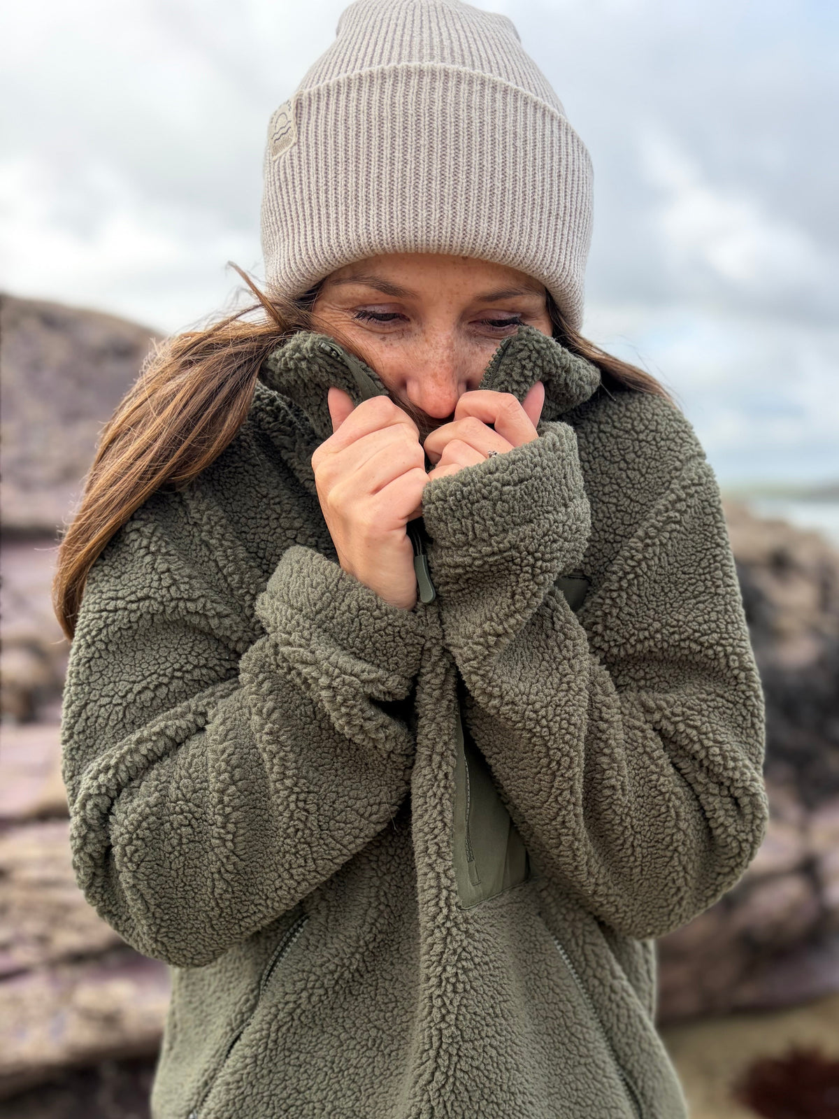 Recycled Fabric Olive 1/4 Zip Fleece