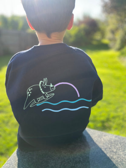 Navy Surfing Dino Sunset Jumper