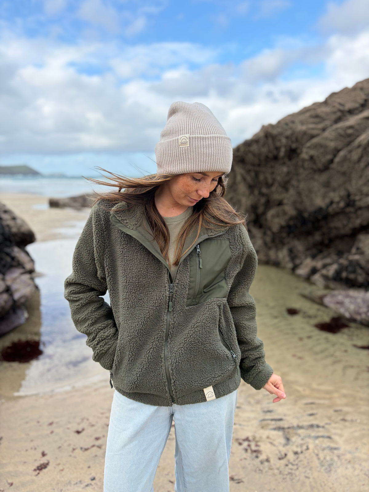 Recycled Fabric Olive Full Zip Fleece