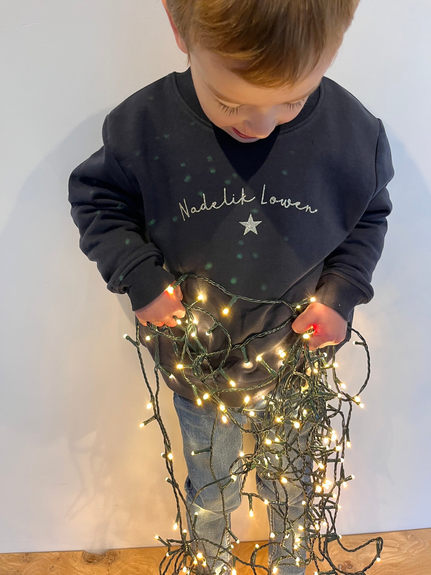 Navy Kids Nadelik Lowen Christmas Jumper