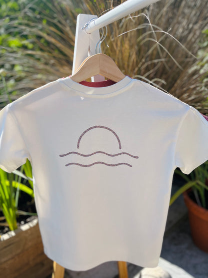 Cream Glitter Sunset Organic Cotton T Shirt